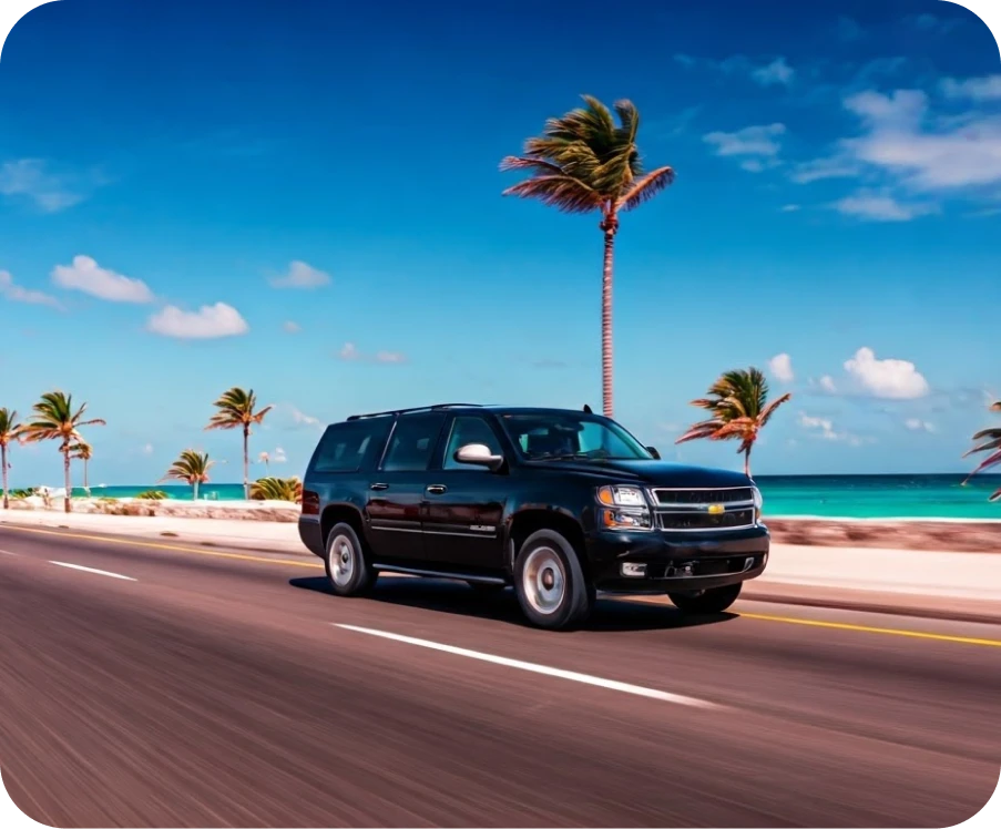 Black suburban on the highway