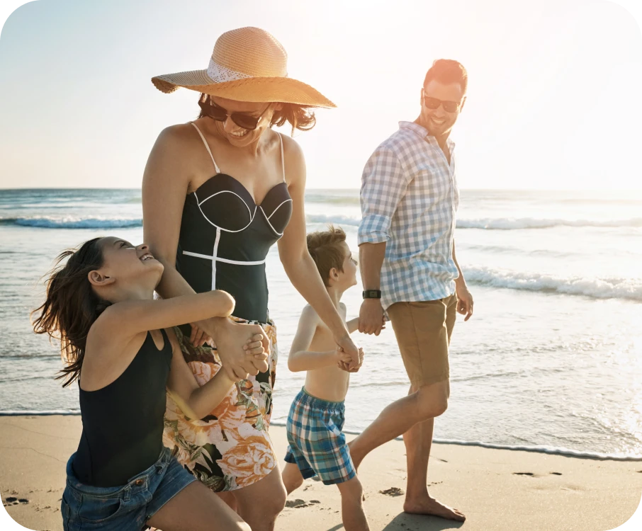 Family enjoying Cancun beach