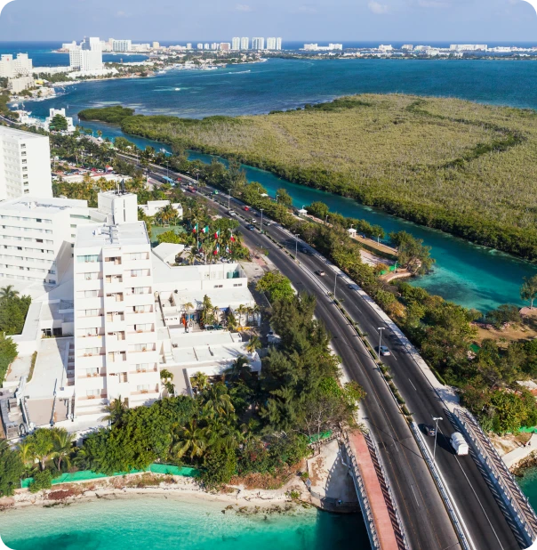 Aerial view of hotel zone