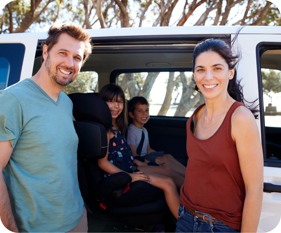 Family traveling in a Feraltar Van